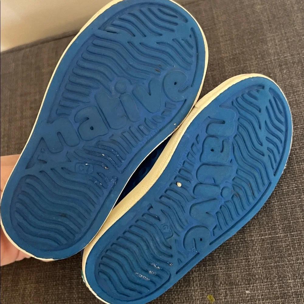 Native Kids Blue Water Shoes with White Toe Caps